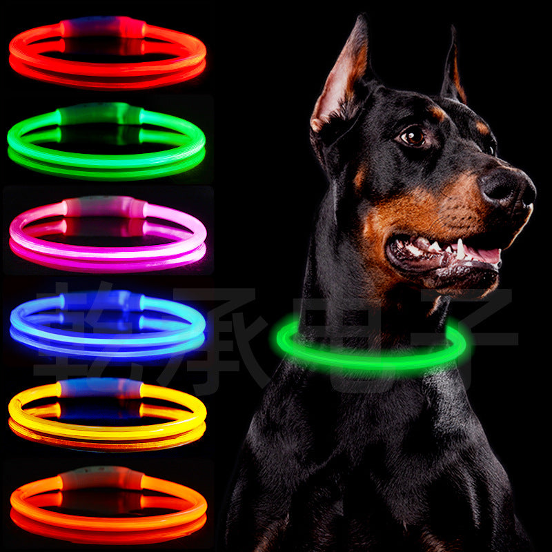 Dog Luminous Collar Dog Collar Luminous USB Rechargeable LED Luminous Collar Type-c Pet Luminous Collar