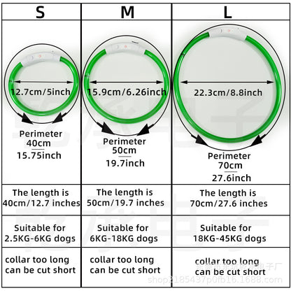 Dog Luminous Collar Dog Collar Luminous USB Rechargeable LED Luminous Collar Type-c Pet Luminous Collar