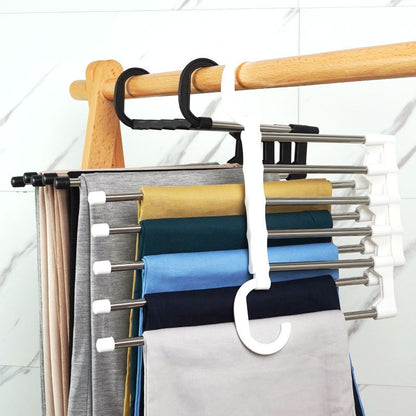 Multi-functional Pants Rack Folding Magic Pants Clip Household Wardrobe Telescopic Multi-layer Hanger Hanging Pants Storage Mobile Artifact