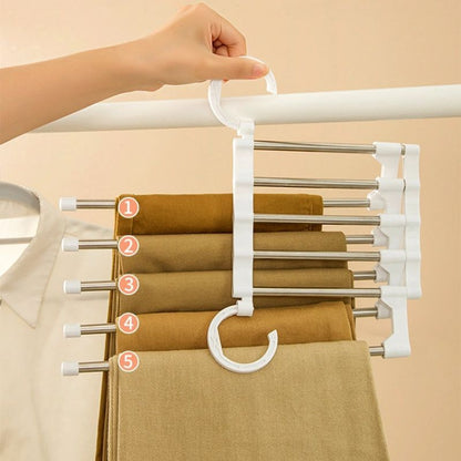 Multi-functional Pants Rack Folding Magic Pants Clip Household Wardrobe Telescopic Multi-layer Hanger Hanging Pants Storage Mobile Artifact