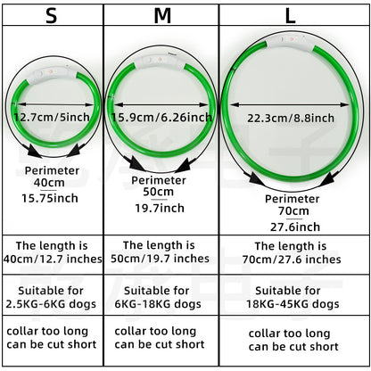Dog Luminous Collar Dog Collar Luminous USB Rechargeable LED Luminous Collar Type-c Pet Luminous Collar